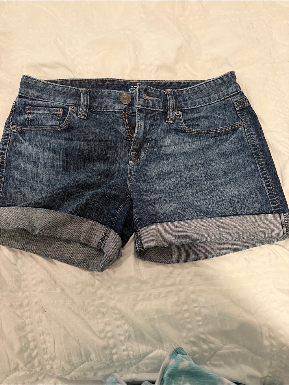 Ann Taylor Loft Blue Rolled-Hem Denim Shorts